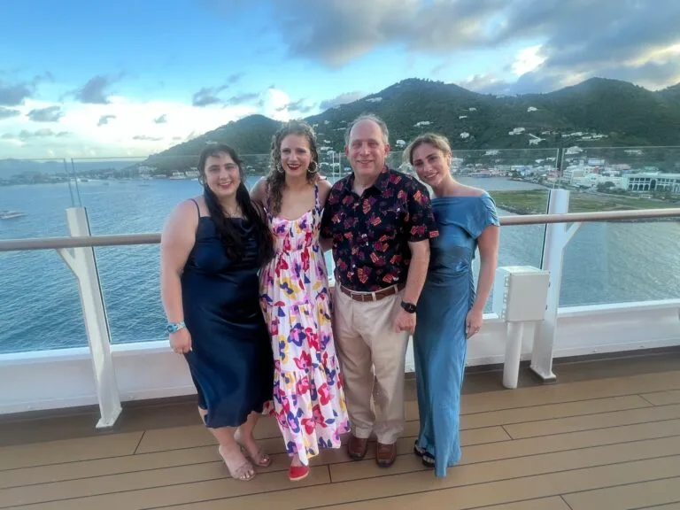 Reinhold Hill and the Mouse One Travel family on cruise ship deck in the Mediterranean