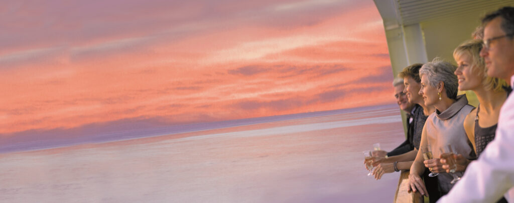 Sunset on the deck of a Holland America Line ship