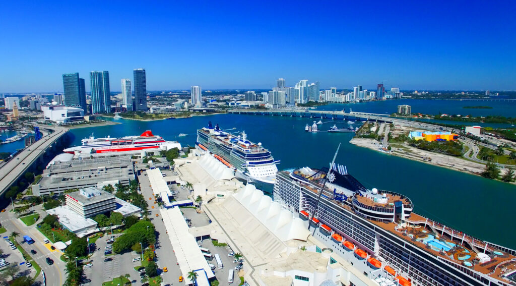 cruise ships docked in Miami