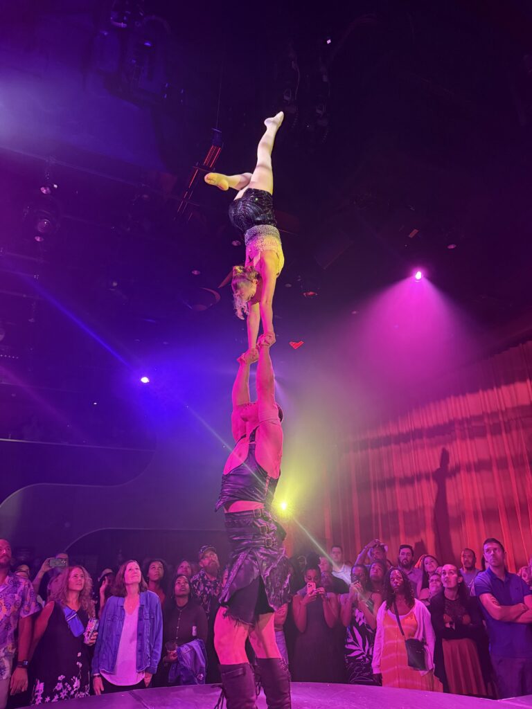 Acrobatic Performance on Scarlet Lady During a Sea Day Entertainment Event in the Evening