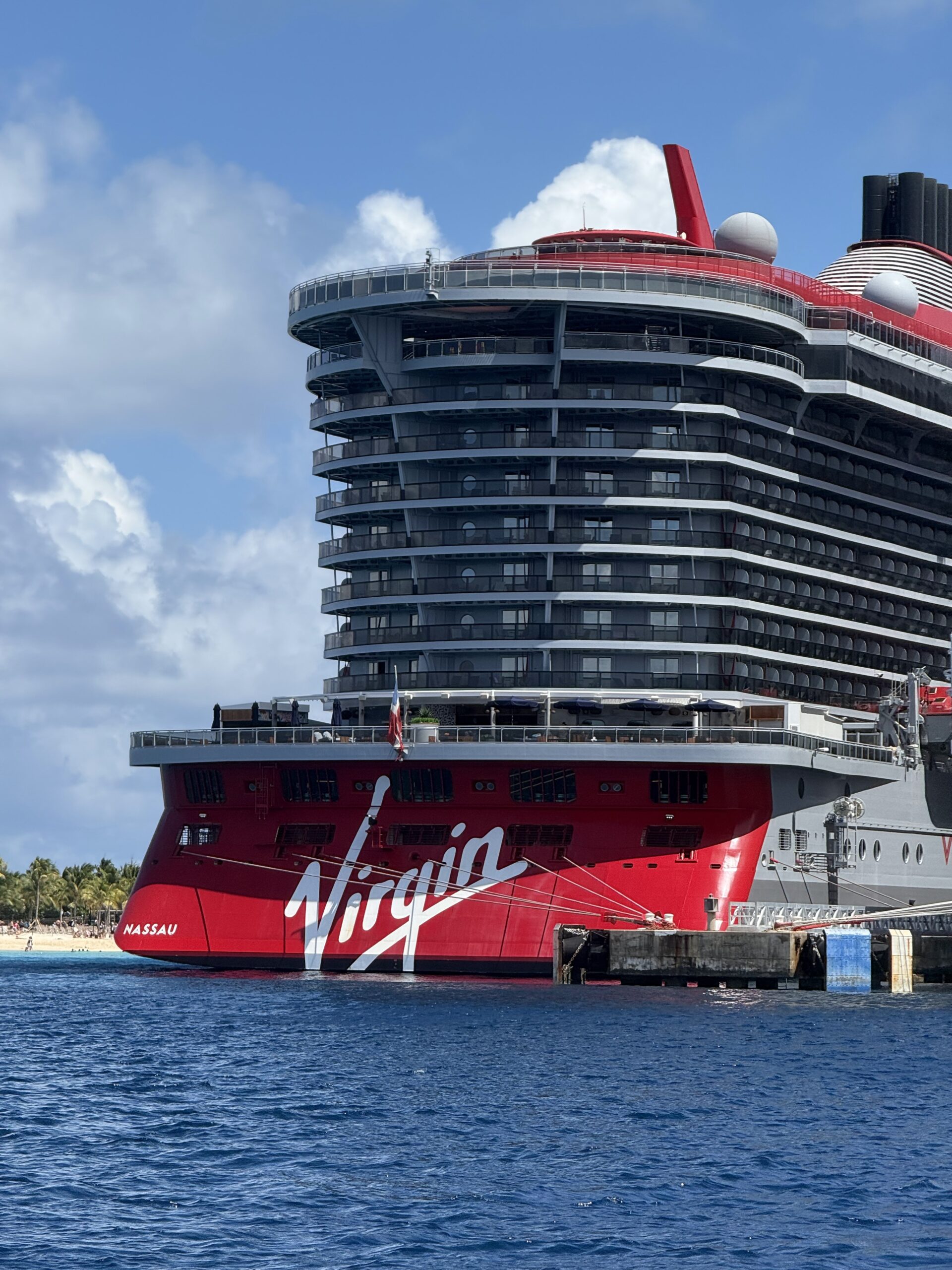 Scarlet Lady docked, part of a Virgin Voyages Scarlet Lady Review