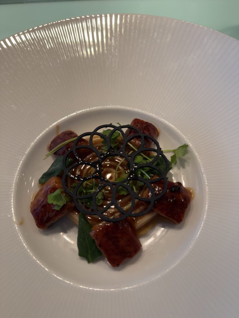 Delicious Dish Served in Test KitchenAboard Virgin Voyages Scarlet Lady on a Sea Day During a Caribbean Cruise