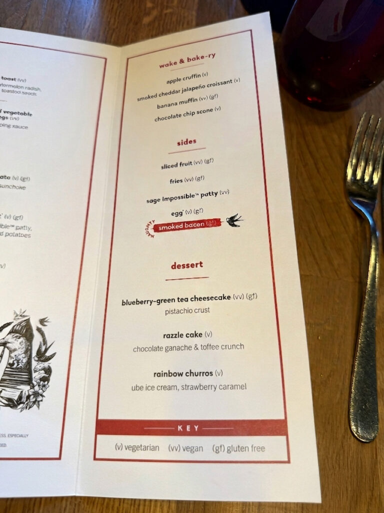 Menu Featuring Various Food Options at a Dining Venue on Virgin Voyages Scarlet Lady