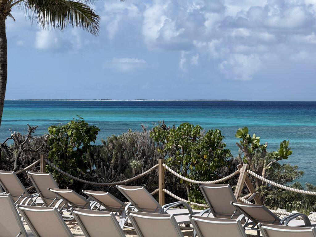 Scenic View of Loungers Overlooking the Clear Waters at Bimini Beach Club on a Bright Day in April 2026